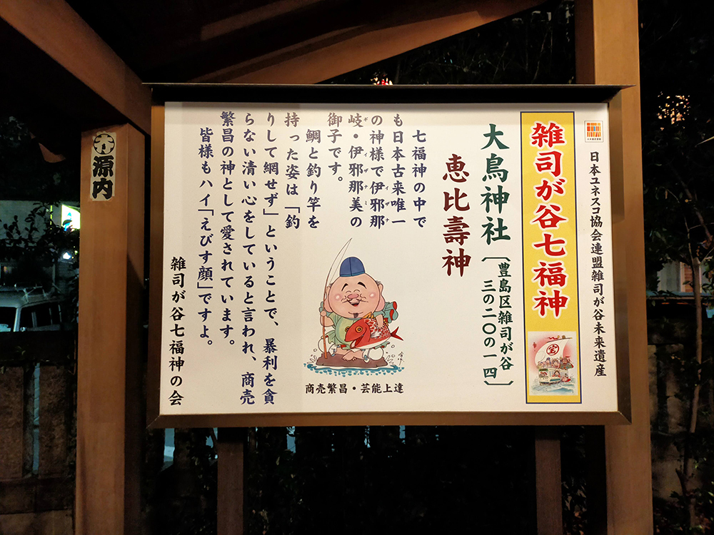 雑司が谷大鳥神社の「酉の市」の恵比寿様の看板
