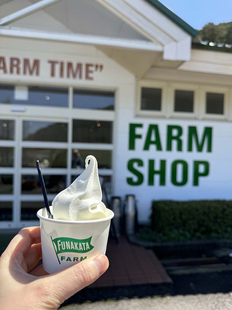 船方農場の売店(ファームショップ)で購入できるソフトクリーム